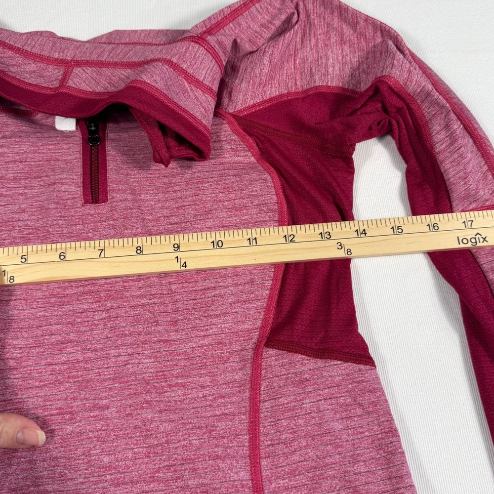 Lululemon Run for Gold LS 1/2 Zip Pullover berry Heather Thumbholes Women  4‎ - Picture 4 of 10